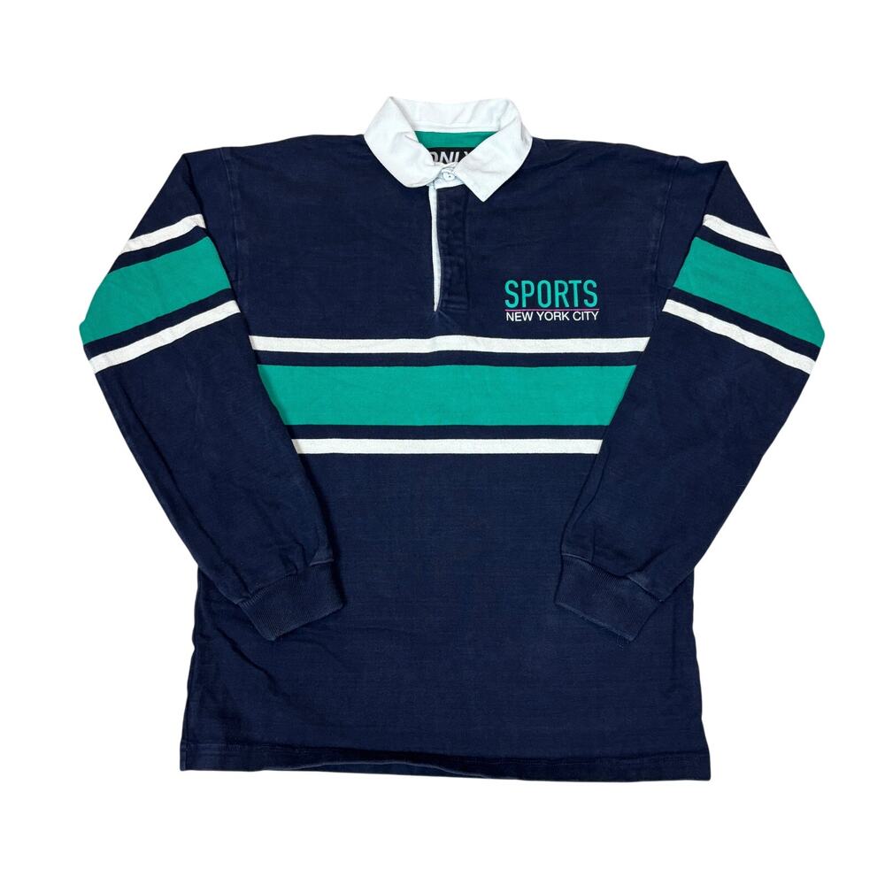 Only NY Sports New York City Striped Rugby Shirt Men's Medium